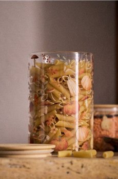 Скляна банка для продуктів з осіннім мотивом і кришкою - clear
