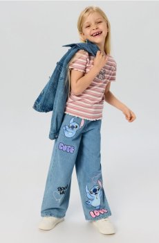 Джинси wide leg з домішкою віскози Stitch - синій