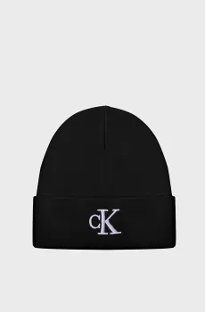Женская черная шапка MONOGRAM EMBRO BEANIE Черный ONESIZE Calvin Klein K60K612319