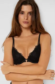 Женский черный бюстгальтер пуш-ап глубокое декольте LUMINEUSE Черный 75C Etam 6544115