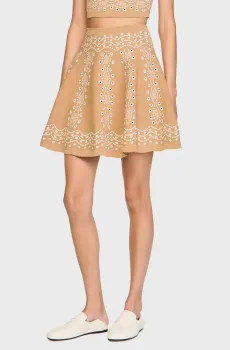 Женская бежевая юбка с узорром Бежевый 36 Sandro SFPJU01698_Beige