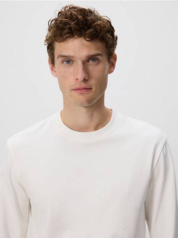 Reserved - Бавовняний лонгслів - кремовий - 442EX-01X Reserved - Бавовняний лонгслів - кремовий - 442EX-01X