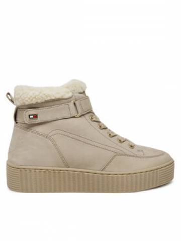 Tommy Hilfiger Снікерcи Faux Fur Nubuck Low Lace-Up FW0FW08172 Бежевий Tommy Hilfiger Снікерcи Faux Fur Nubuck Low Lace-Up FW0FW08172 Бежевий