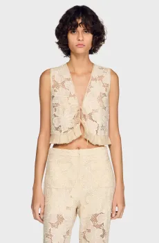 Женский бежевый топ Бежевый XS Sandro SFPTO00906_Ecru