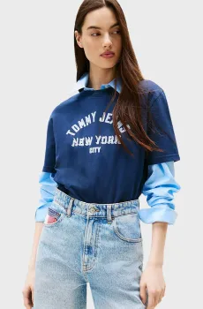 Женская темно-синяя футболка RLX VARSITY OVERDYE Синий M Tommy Jeans DW0DW21399