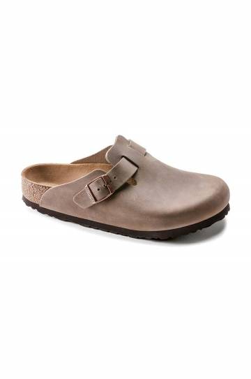 Шлепанцы из нубука Birkenstock Boston цвет коричневый 960811 Шлепанцы из нубука Birkenstock Boston цвет коричневый 960811