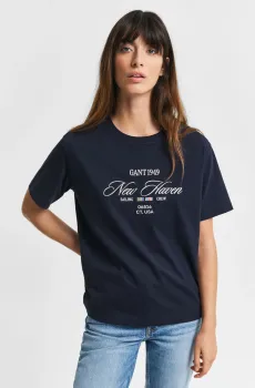 Женская темно-синяя футболка GRAPHIC SS Синий S Gant 4200594