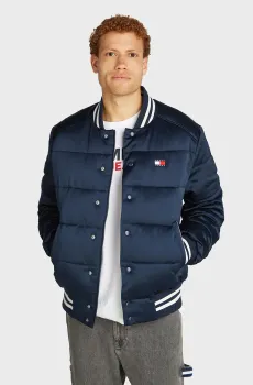 Мужской темно-синий бомбер TJM SATIN PUFFER WITH APPLIQUE Синий S Tommy Jeans DM0DM20468