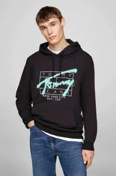 Мужское черное худи TJM REG SPRAY Черный S Tommy Jeans DM0DM20593