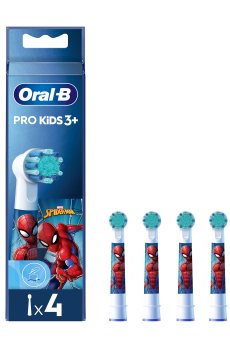 Сменные насадки для детской электрической зубной щетки Oral-B Pro Kids Spider-Man от 3 лет, 4 шт
