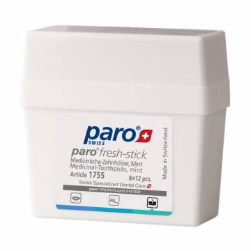 Медицинские зубочистки Paro Swiss Fresh-Sticks среднего размера, с мятным вкусом, 96 шт Медицинские зубочистки Paro Swiss Fresh-Sticks среднего размера, с мятным вкусом, 96 шт