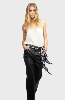 Женский белый шелковый топ Christy Белый S ZADIG&VOLTAIRE WWCR01313_ECRU