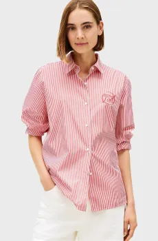 Женская розовая рубашка в полоску EASY Розовый M Tommy Hilfiger WW0WW48190