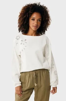 Женский белый свитшот Boat neck embroidery sweat Белый S Mexx MF007501351W