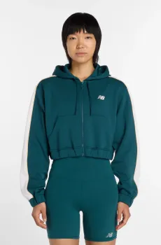 Женское бирюзовое худи  Interlock Full Zip Зеленый L New Balance WJ61B759AAV