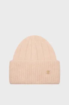 Женская розовая шапка TH TIMELESS BEANIE Розовый ONESIZE Tommy Hilfiger AW0AW16630