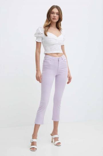 Хлопковая блузка Guess PALMA женская цвет белый однотонная W4GH68 WG571 Хлопковая блузка Guess PALMA женская цвет белый однотонная W4GH68 WG571