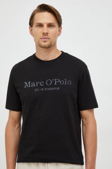 Хлопковая футболка Marc OPolo цвет чёрный с принтом Хлопковая футболка Marc OPolo цвет чёрный с принтом