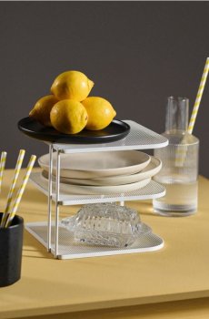 Металева сітчаста полиця 3-рівнева - білий