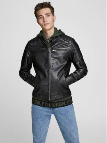 Jack&Jones Куртка зі штучної шкіри Rocky 12147218 Чорний Regular Fit Jack&Jones Куртка зі штучної шкіри Rocky 12147218 Чорний Regular Fit