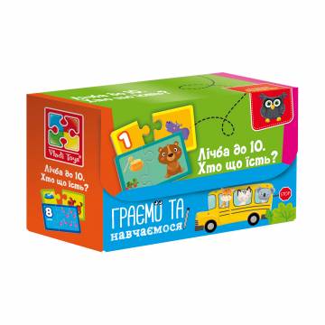 Пазлы Vladi Toys Найди пару. Считаем до 10. Кто что ест, 23 детали, от 4 лет (VT5003-01) Пазлы Vladi Toys Найди пару. Считаем до 10. Кто что ест, 23 детали, от 4 лет (VT5003-01)