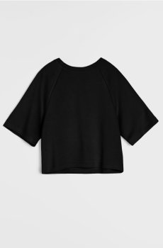Комфортна блуза з коротким рукавом з домішкою віскози - чорний