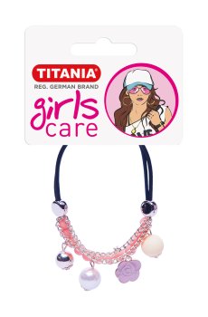 Резинка для волос Titania Цветок/шарики, черная, 1 шт (8166 GIRL)