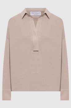 Бежевая рубашка из льна