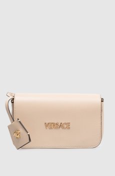 Бежевая кожаная сумка кросс-боди с логотипом