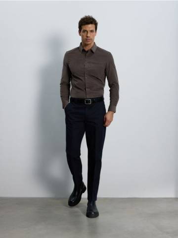 Reserved - Сорочка slim fit із високим вмістом бавовни - коричневий - 182BK-88X Reserved - Сорочка slim fit із високим вмістом бавовни - коричневий - 182BK-88X