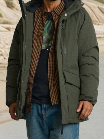 Утеплена куртка з капюшоном - світло-оливковий Утеплена куртка з капюшоном - світло-оливковий