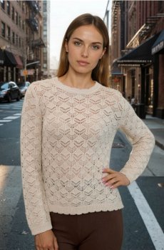 Ажурний светр з віскозою - бежевий