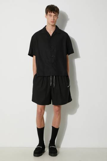 Рубашка MKI MIYUKI ZOKU Tencel Vacation Shirt мужская цвет чёрный relaxed TENCEL.VACATION.SHIRT Рубашка MKI MIYUKI ZOKU Tencel Vacation Shirt мужская цвет чёрный relaxed TENCEL.VACATION.SHIRT