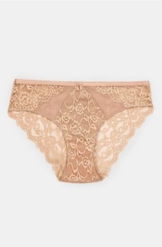 Мереживні трусики з бантиком - бежевий