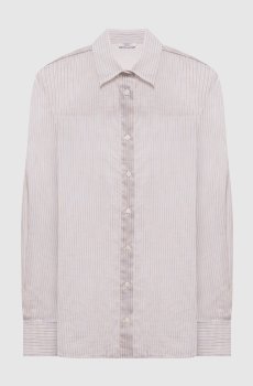 Белая рубашка с шелком в полоску