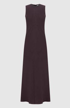 Бордовое платье миди с льном