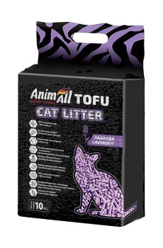 Соевый наполнитель для кошачьего туалета AnimAll Tofu комковочный, с ароматом лаванды, 10 л, 4.66 кг