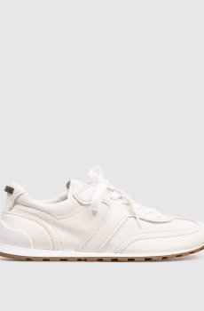 Кожаные кроссовки цвета айвори с цепочкой мониль