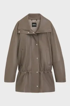 Женская коричневая кожаная куртка Коричневый S BOSS 50564791;915