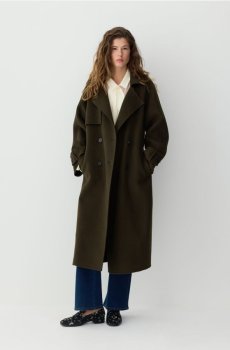 Reserved - Ручний вовняний пальто - темно-зелений - 477GX-79X