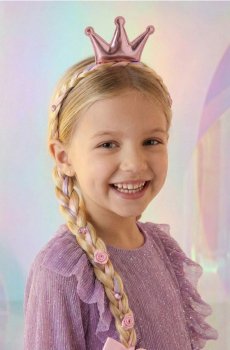 Обруч із косою з синтетичного волосся - різнобарвний