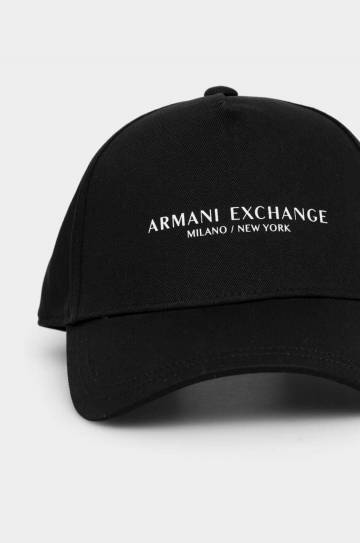 Хлопковая кепка Armani Exchange цвет чёрный с принтом 944207 3R130 Хлопковая кепка Armani Exchange цвет чёрный с принтом 944207 3R130