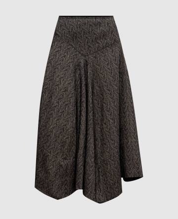 Серая юбка из шерсти и льна в узор
