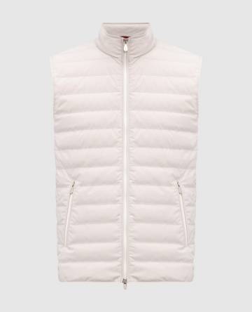 Бежевый стеганый пуховой жилет