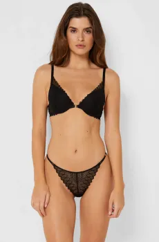 Женский черный бюстгальтер пуш-ап глубокое декольте INTENSE Черный 75C Etam 6543459