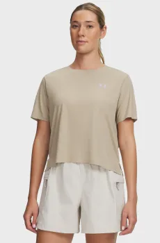 Женская бежевая футболка W Explor Trail Run ULW SS Бежевый L Under Armour 6012339-299