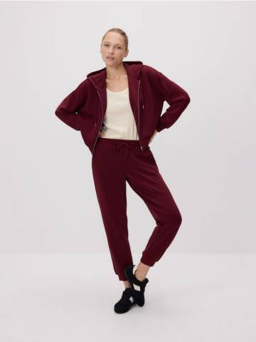 Reserved - Кофта на блискавці з модалу - буряковий - 688GA-83X