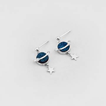 Серебряные серьги Minimal 2374-50рГ-darkblue/ЛК-0341 Серебряные серьги Minimal 2374-50рГ-darkblue/ЛК-0341