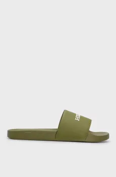 Мужские оливковые слайдеры HILFIGER RAISED POOL SLIDE Оливковый 42 Tommy Hilfiger FM0FM05022