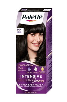 Уценка! Стойкая крем-краска для волос Palette Интенсивный цвет, 1-0 Черный, 110 мл